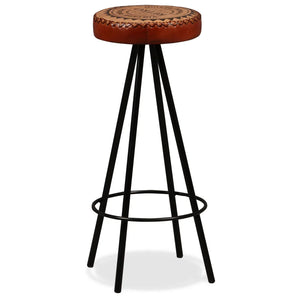 Bar Set 3 Pieces Solid Reclaimed Wood, Genuine Leather & Canvas
