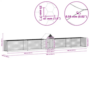 Chicken Coop 32.8'x6.6'x6.6'Galvanized Steel
