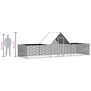 Chicken Coop 32.8'x6.6'x6.6'Galvanized Steel