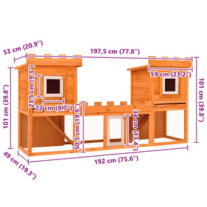 Outdoor Rabbit Hutch House Pet Cage Double House