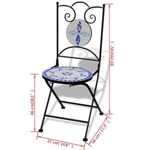 3 Piece Bistro Set Ceramic Tile and White
