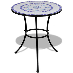3 Piece Bistro Set Ceramic Tile and White
