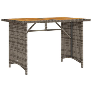Patio Table with Wooden Top 43.3"x26.8"x27.6" Poly Rattan