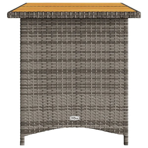 Patio Table with Wooden Top 43.3"x26.8"x27.6" Poly Rattan