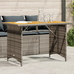 Patio Table with Wooden Top 43.3"x26.8"x27.6" Poly Rattan