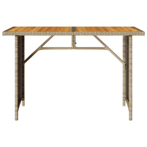 Patio Table with Wooden Top 43.3"x26.8"x27.6" Poly Rattan