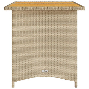 Patio Table with Wooden Top 43.3"x26.8"x27.6" Poly Rattan