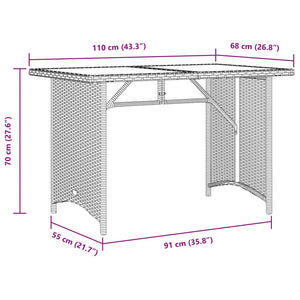 Patio Table with Wooden Top 43.3"x26.8"x27.6" Poly Rattan