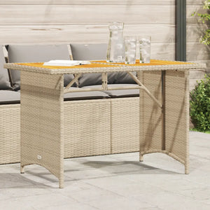 Patio Table with Wooden Top 43.3"x26.8"x27.6" Poly Rattan