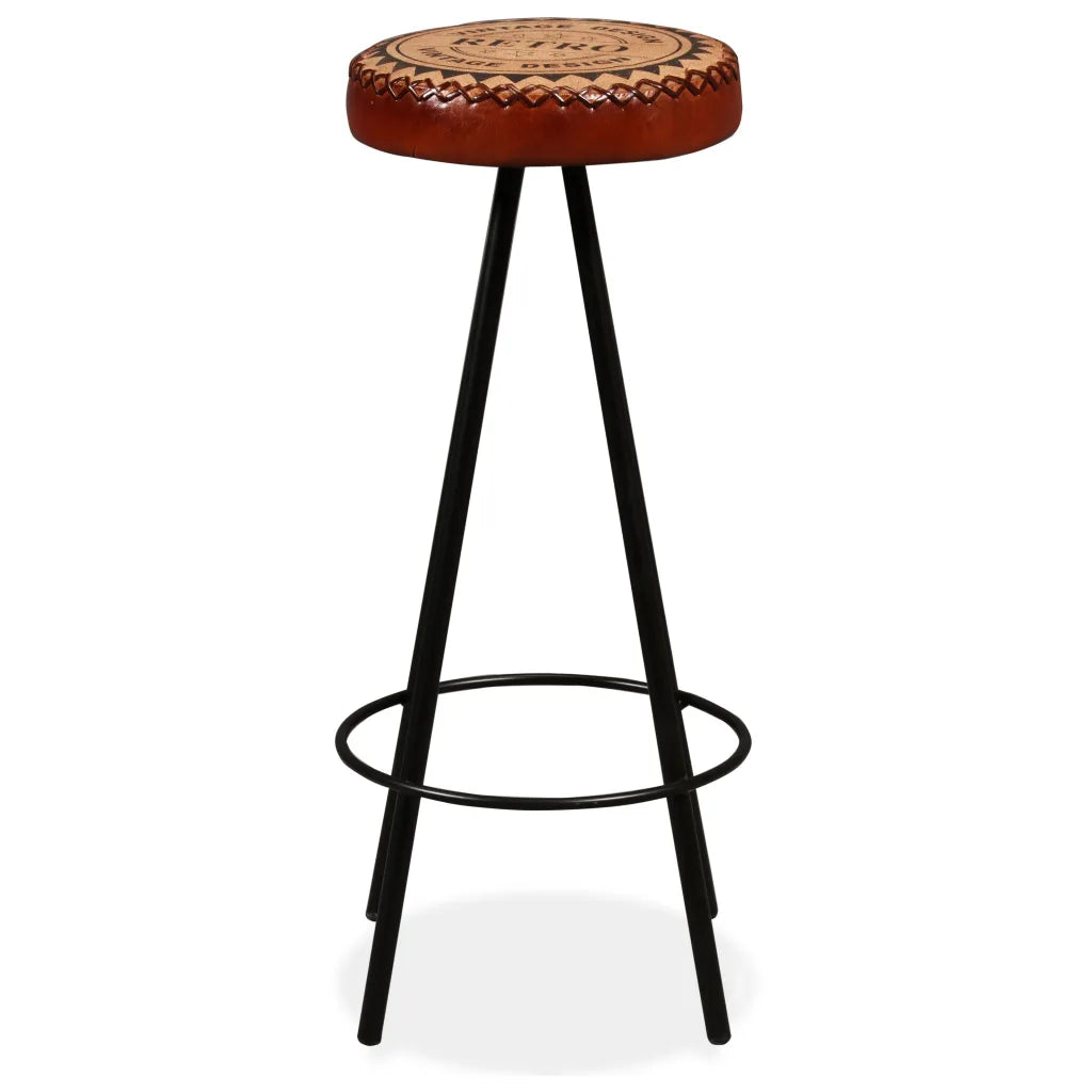 Bar Set 3 Pieces Solid Reclaimed Wood, Genuine Leather &amp; Canvas