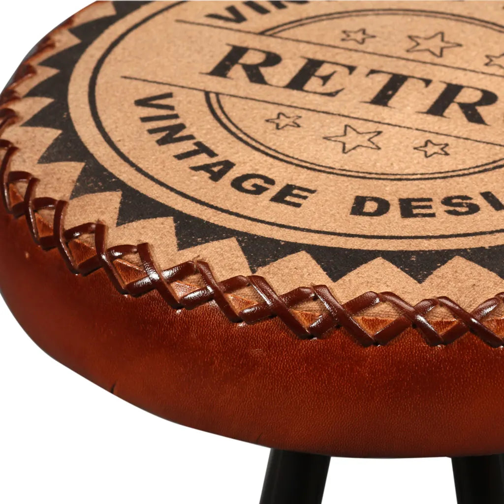 Bar Set 3 Pieces Solid Reclaimed Wood, Genuine Leather &amp; Canvas