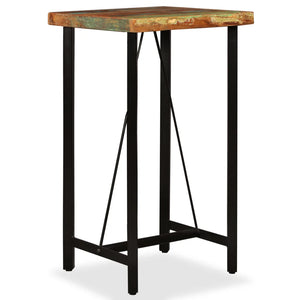 Bar Set 3 Pieces Solid Reclaimed Wood, Genuine Leather & Canvas
