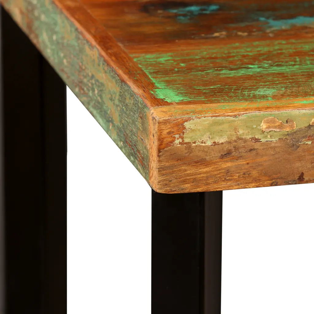 Bar Set 3 Pieces Solid Reclaimed Wood, Genuine Leather &amp; Canvas