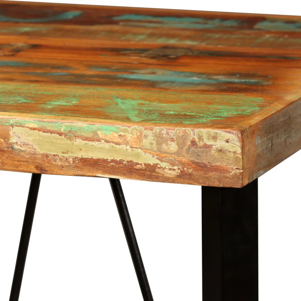 Bar Set 3 Pieces Solid Reclaimed Wood, Genuine Leather &amp; Canvas