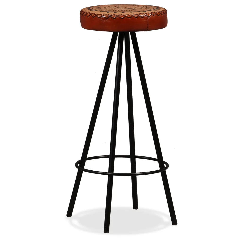 Bar Set 3 Pieces Solid Reclaimed Wood, Genuine Leather &amp; Canvas