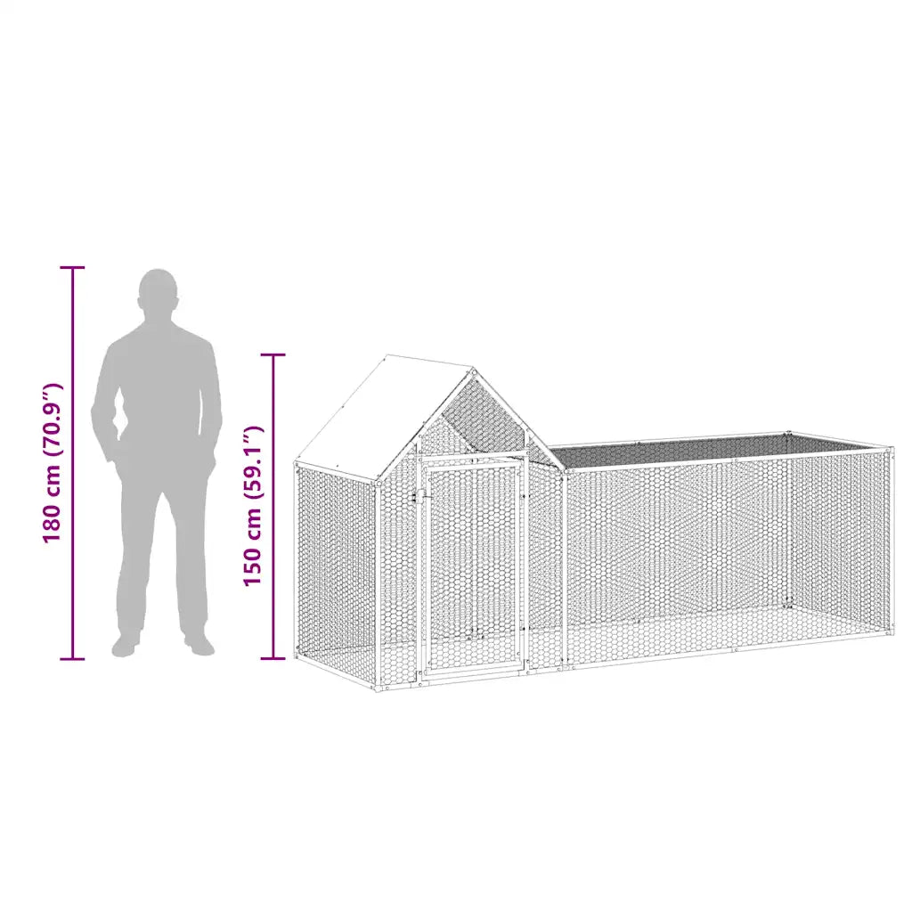 Chicken Coop 32.8'x6.6'x6.6'Galvanized Steel