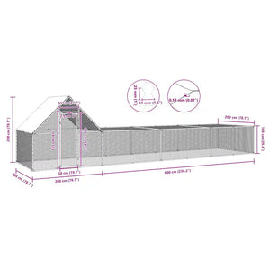 Chicken Coop 32.8'x6.6'x6.6'Galvanized Steel