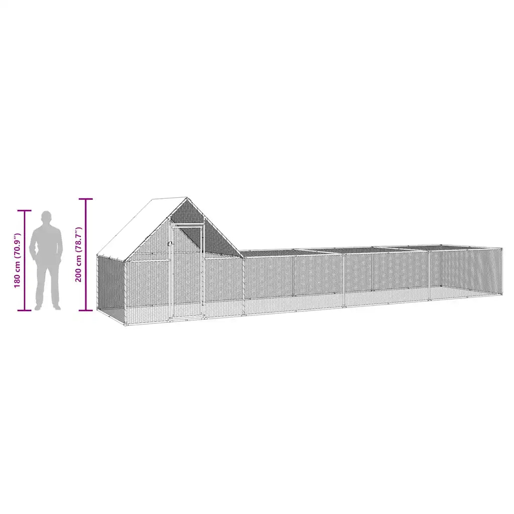 Chicken Coop 32.8'x6.6'x6.6'Galvanized Steel