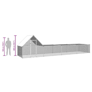 Chicken Coop 32.8'x6.6'x6.6'Galvanized Steel