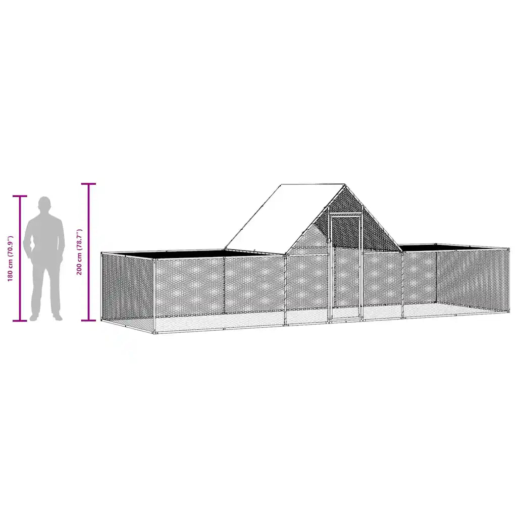 Chicken Coop 32.8'x6.6'x6.6'Galvanized Steel