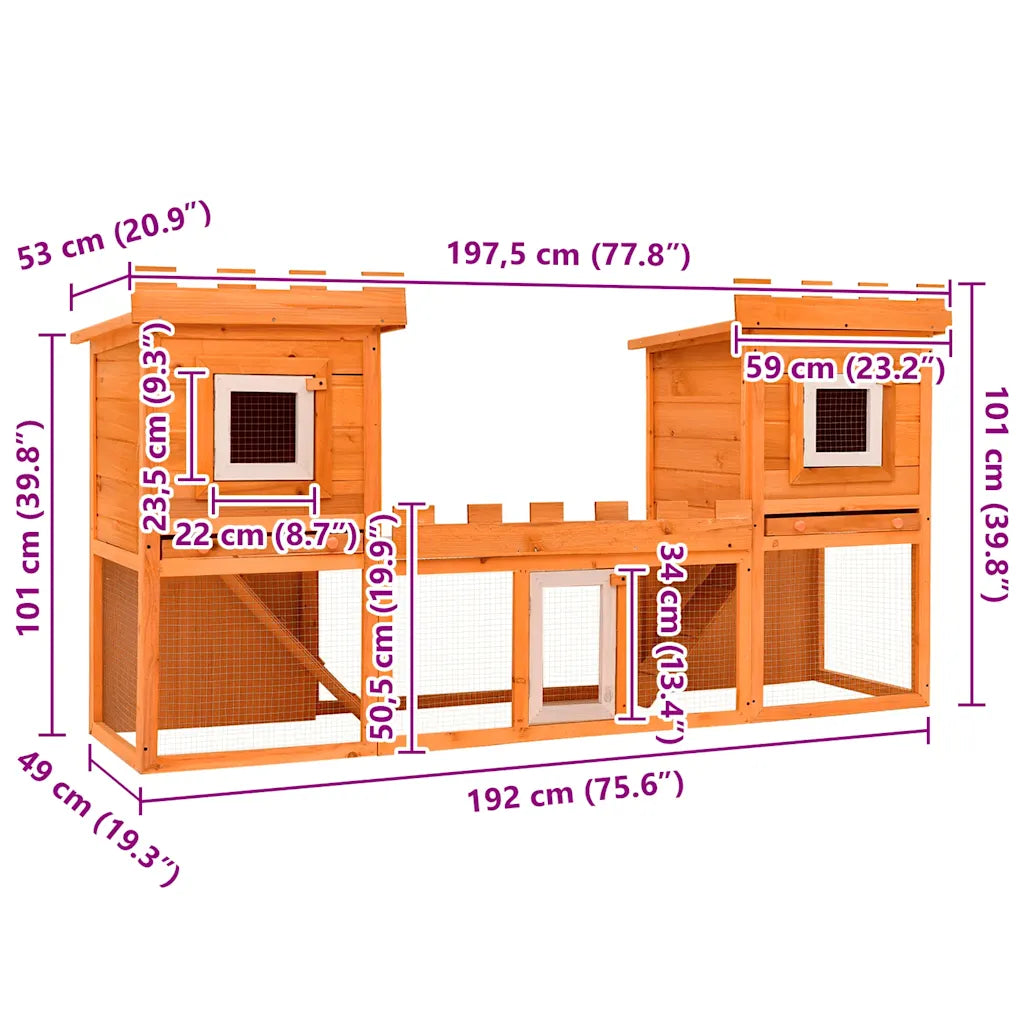 Outdoor  Rabbit Hutch House Pet Cage Double House