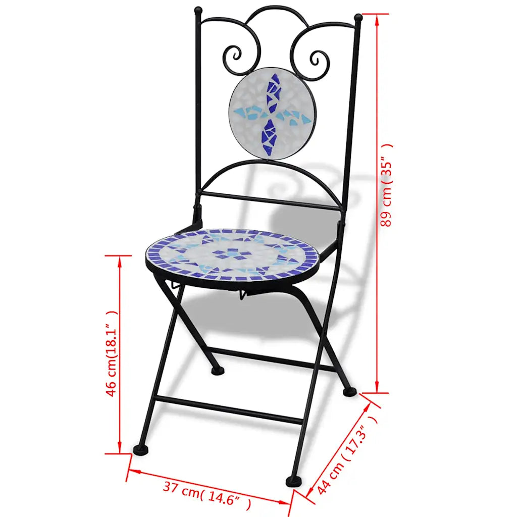3 Piece Bistro Set Ceramic Tile  and White