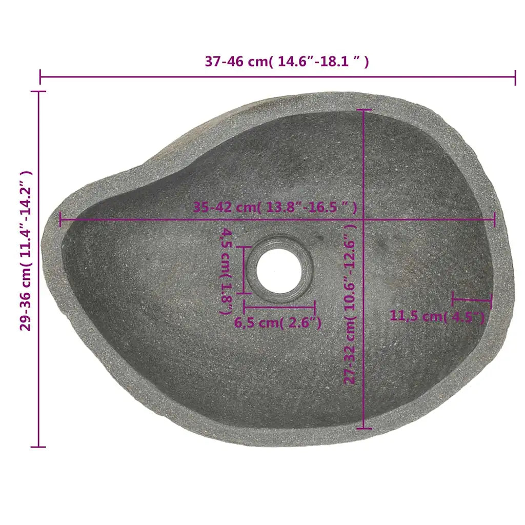 Basin River Stone Oval (14.6"-18.1")x(11.4"-14.2")