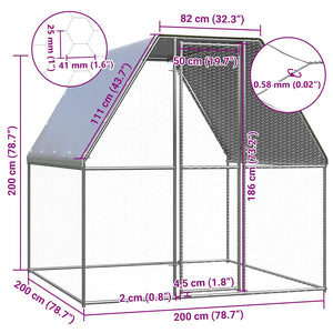 Chicken Cage  and Gray 6.6‘x6.6‘x6.6‘ Galvanized Steel