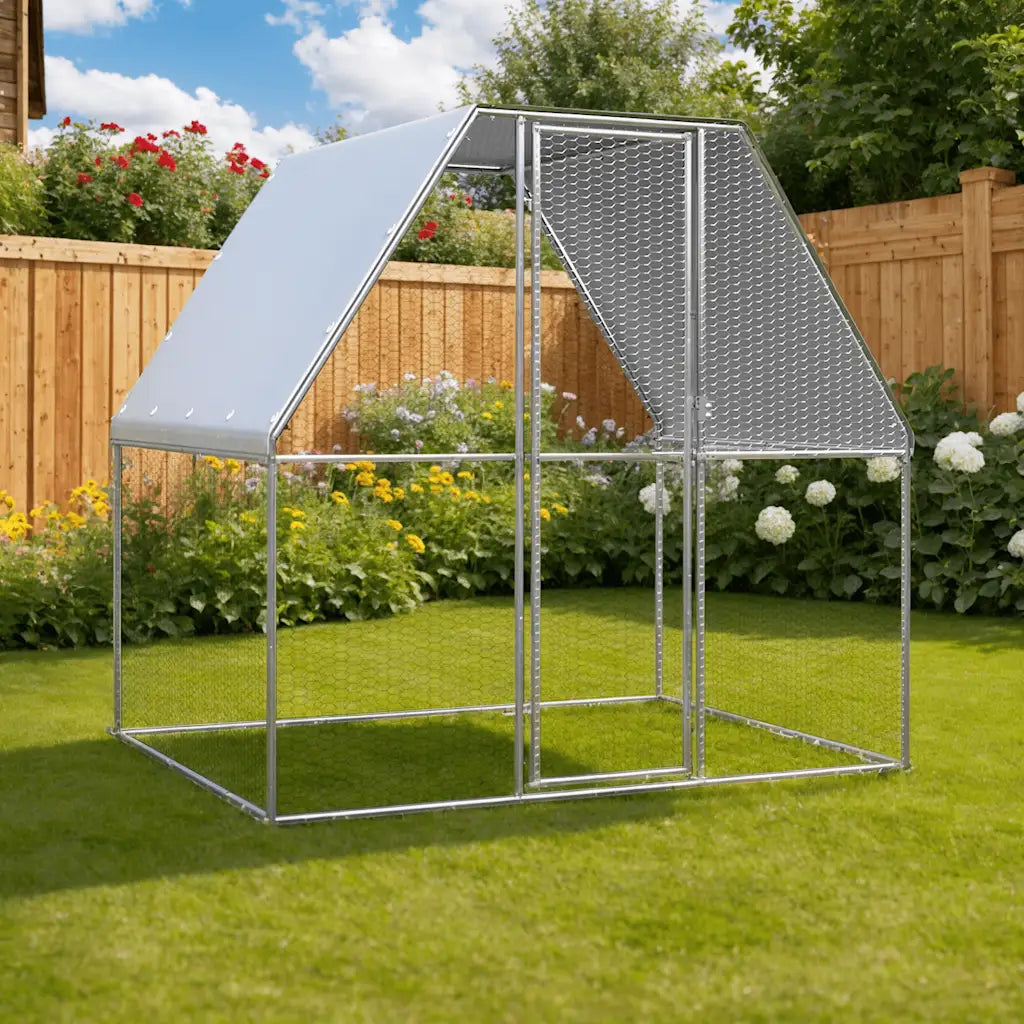 Chicken Cage  and Gray 6.6‘x6.6‘x6.6‘ Galvanized Steel