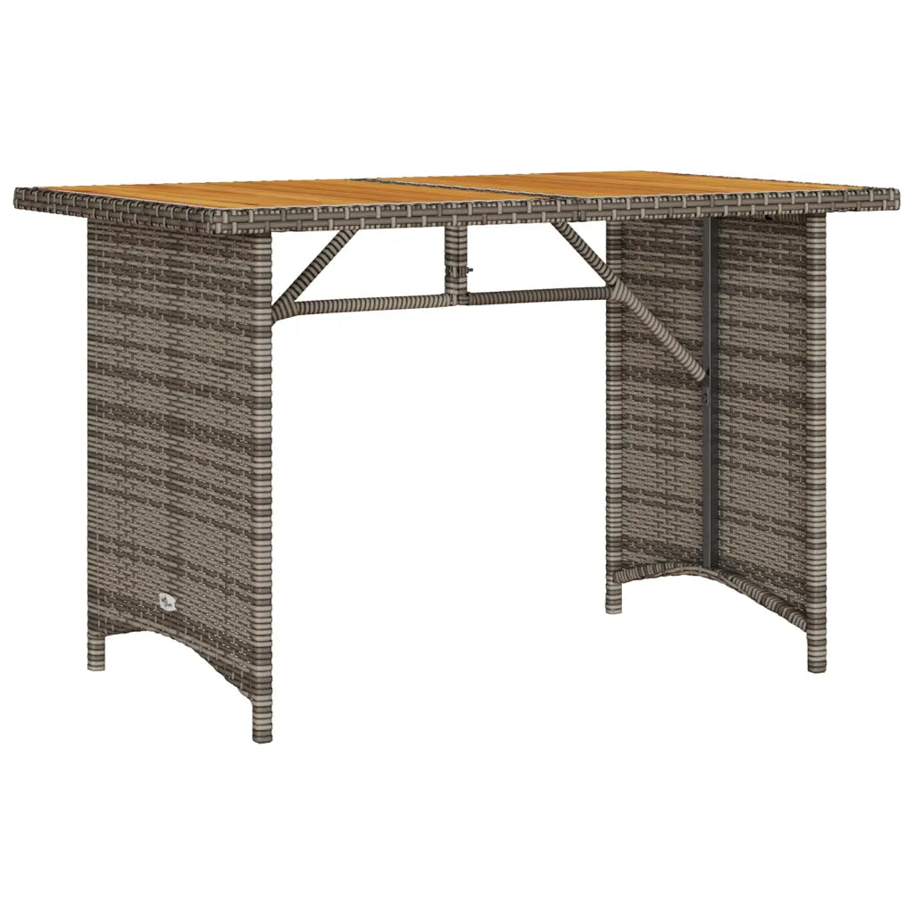 Patio Table with Wooden Top  43.3"x26.8"x27.6" Poly Rattan