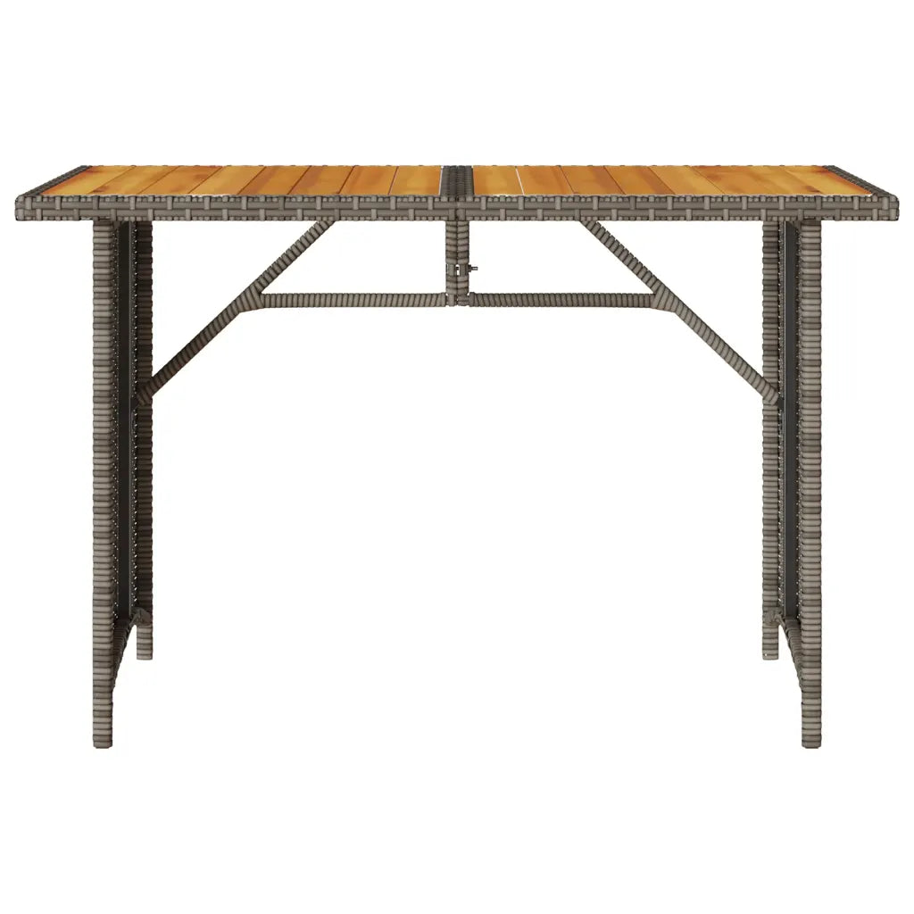 Patio Table with Wooden Top  43.3"x26.8"x27.6" Poly Rattan