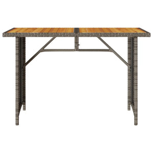 Patio Table with Wooden Top  43.3"x26.8"x27.6" Poly Rattan