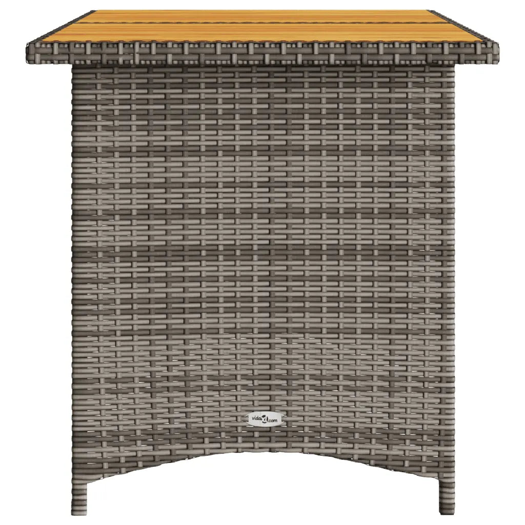 Patio Table with Wooden Top  43.3"x26.8"x27.6" Poly Rattan