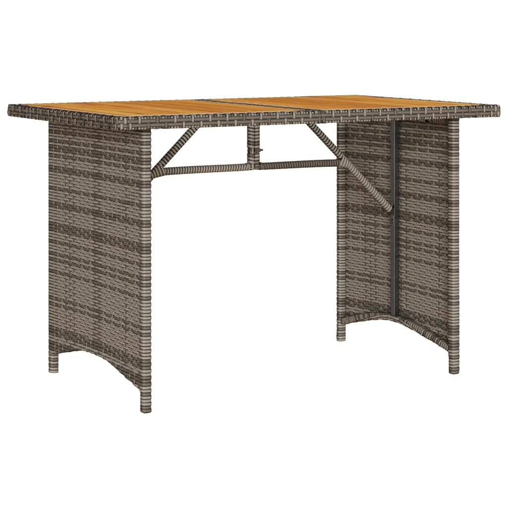 Patio Table with Wooden Top  43.3"x26.8"x27.6" Poly Rattan