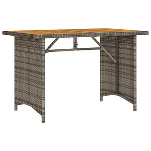Patio Table with Wooden Top  43.3"x26.8"x27.6" Poly Rattan