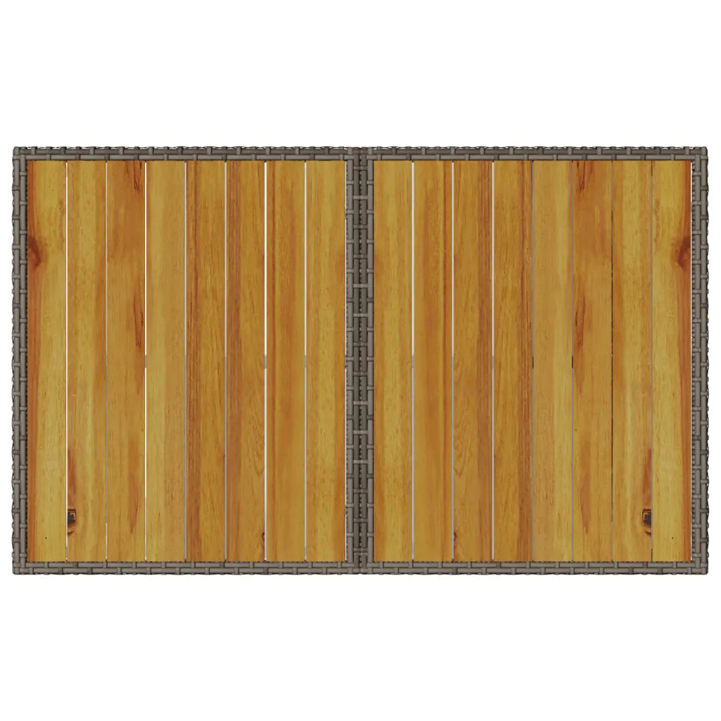 Patio Table with Wooden Top  43.3"x26.8"x27.6" Poly Rattan