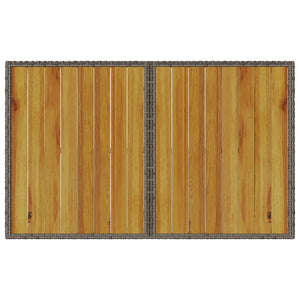 Patio Table with Wooden Top  43.3"x26.8"x27.6" Poly Rattan