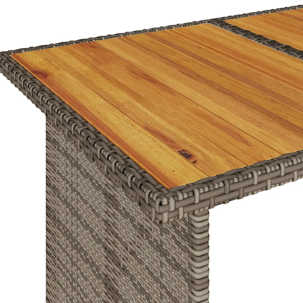 Patio Table with Wooden Top  43.3"x26.8"x27.6" Poly Rattan