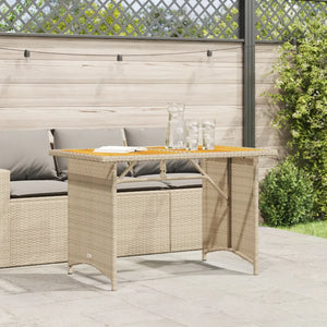 Patio Table with Wooden Top  43.3"x26.8"x27.6" Poly Rattan