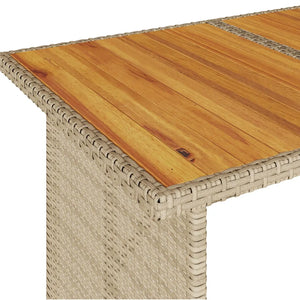 Patio Table with Wooden Top  43.3"x26.8"x27.6" Poly Rattan