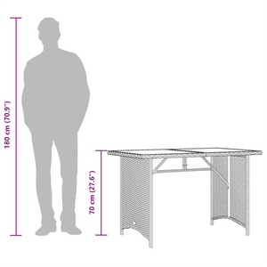 Patio Table with Wooden Top  43.3"x26.8"x27.6" Poly Rattan